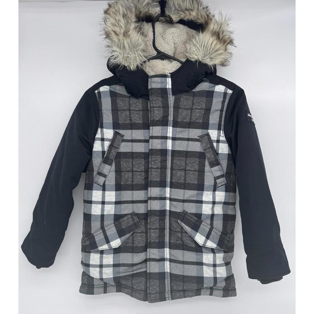 Kids Abercrombie Hooded Fleece Lined Plaid Coat Size 7/8 Unisex